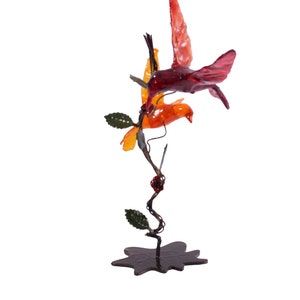 Handcrafted Metal Stand with Colorful Resin Birds image 7