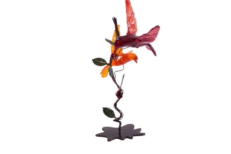 Handcrafted Metal Stand with Colorful Resin Birds image 7