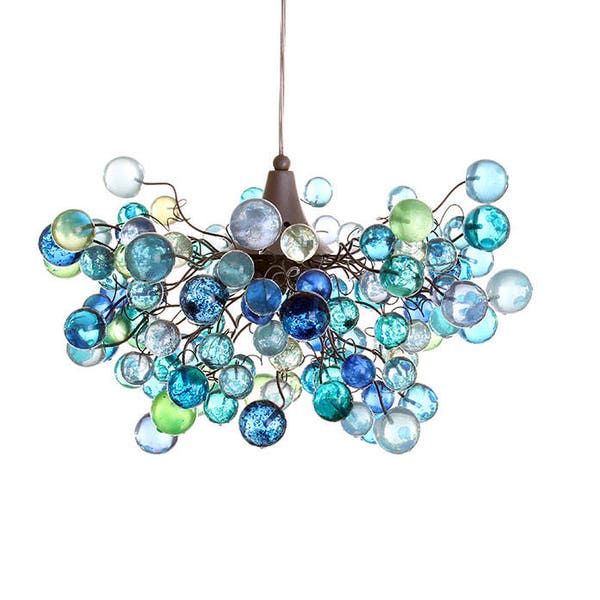 Lighting Chandelier with sea colored bubbles, hanging lamp with different size of bubbles for children room or dining room.