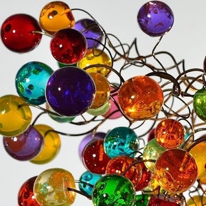 Multicolored bubbles light fixture, hanging lighting with different size of bubbles for children room or dining room. unique lighting image 2