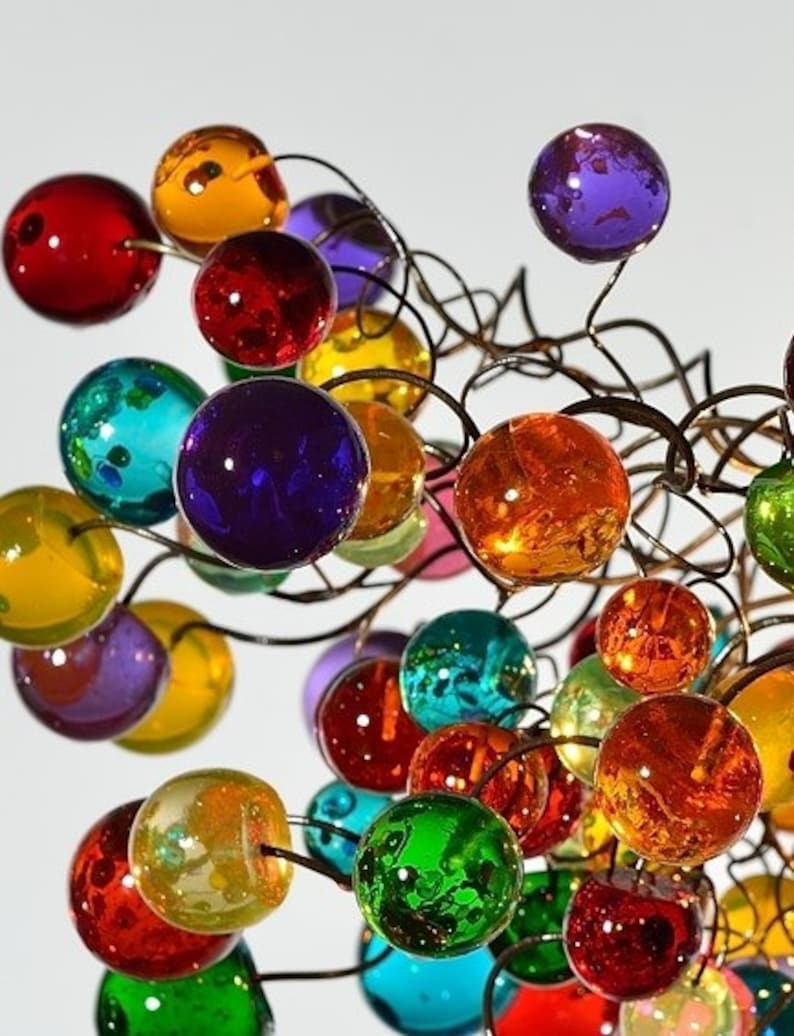 Multicolored bubbles light fixture, hanging lighting with different size of bubbles for children room or dining room. unique lighting image 2