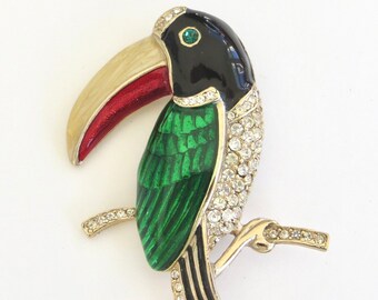 SilverToucan Pin Solid Silver Toucan Sterling Silver Bird Pin Toucan Jewellery Silver Bird Brooch