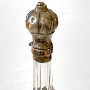 Vintage Sterling Perfume Bottle, Clear Glass,  Silver Perfume Holder. Sterling Perfume Bottle, Middle Eastern Design