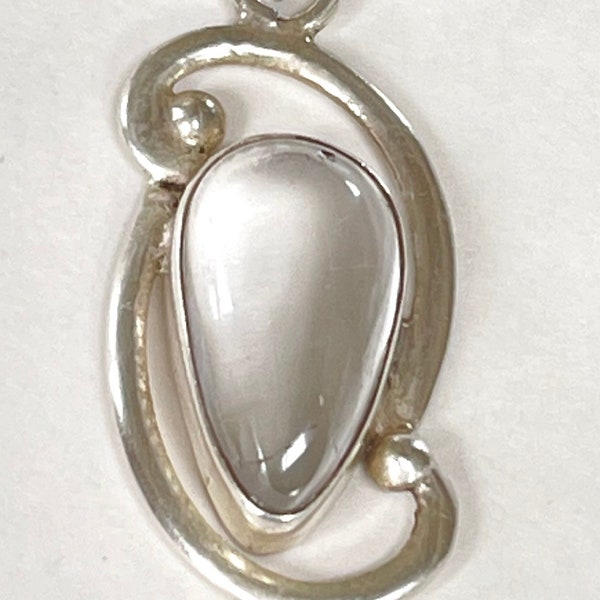 Vintage Sterling Moonstone Pendant Necklace, Teardrop Moonstone Pendant, Taxco Mexico Sterling, Moonstone Jewelry, Gift for Her