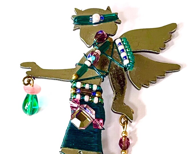 Liztech Woodland Sprite Brooch, Vintage Fairy Brooch, Angel Pin, Mixed