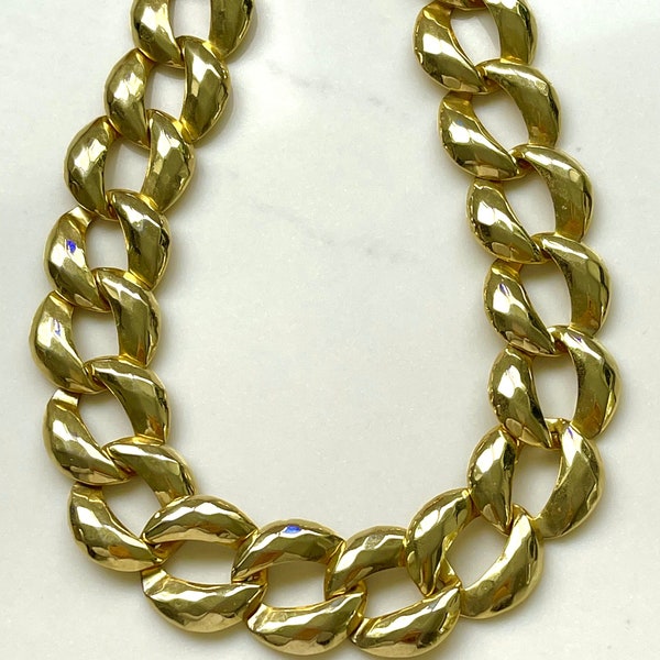Vintage Curb Chain Link Necklace, 18 Inch Chain Link Necklace, Chunky Gold Links, Chunky Necklace, Classic Elegance