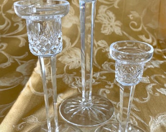 7 inches tall Set of 2 Candlesticks Holders Waterford Crystal Lismore Glass Candlestick Holders Vintage Collectible