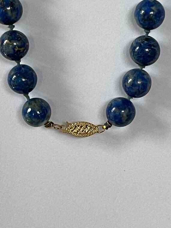 14K Lapis Necklace, Hand Knotted Lapis 14K Beads,… - image 6