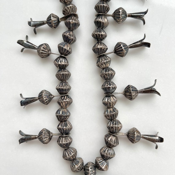 Native American Sterling Squash Blossom Necklace,… - image 4