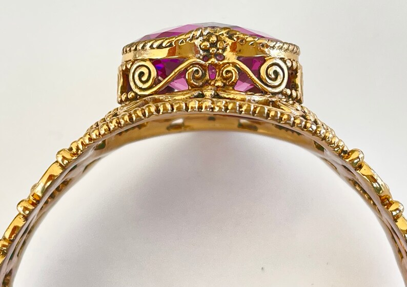 Sajen Gold Filigree Cuff Bracelet Faceted Art Glass Heart Etsy