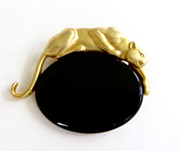 Art Deco Panther Brooch, JJ Lucite Panther Pin, Vi