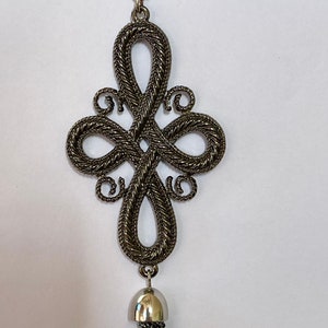 Celtic Knot Tassel Necklace, Celtic Knot Pendant, 30 Inch Chain, Vintage Celtic Jewelry Gift