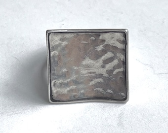 Silpada Modernist Sterling Ring, Hammered Silver Ring, Large Chunky Statement Ring, Dimensional Ring, Size 7 Ring