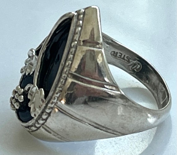 Carolyn Pollack Sterling Onyx Ring, Sterling Silv… - image 3