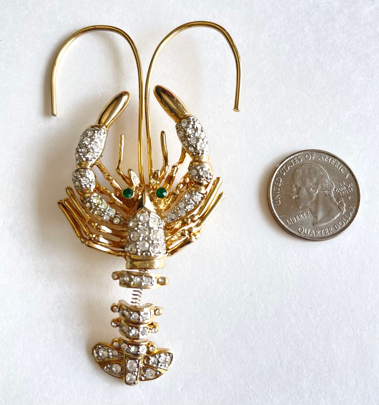 Rhinestone Lobster Trembler Brooch Vintage Lobster Pin Maine Etsy