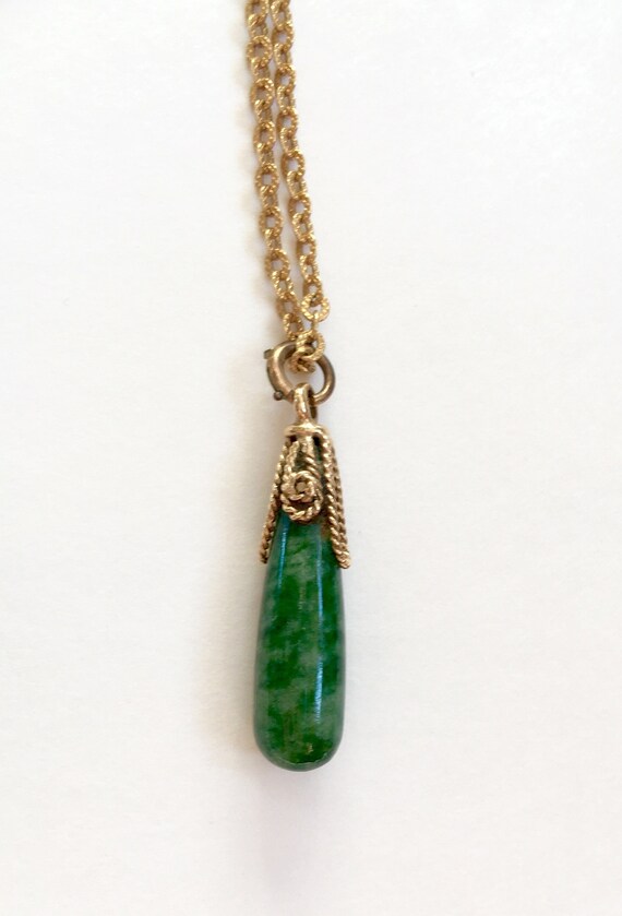 Vintage 14K Jade Necklace Jade Teardrop Pendant 14K Chain 18 Etsy