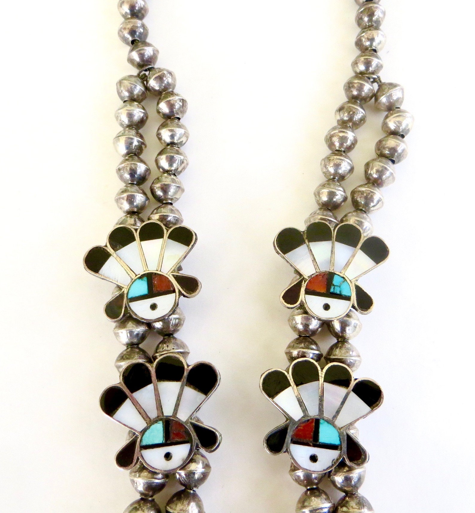 Zuni Sunface Squash Blossom Necklace Sterling Silver Bench Etsy