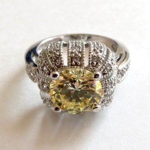 Espo Sterling CZ Ring, Citrine CZ, Vintage Sparkling Beauty, Size 6, Engagement Ring, Gift for Her, November Birthstone