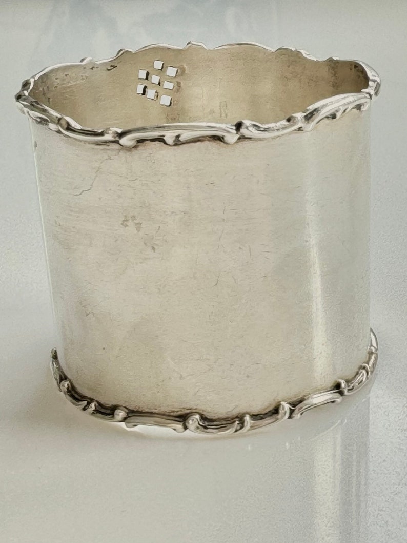 Antique Art Nouveau Sterling Silver Napkin Ring, Sterling Napkin Holder, Engraved 1901, Antique Napkin Rings, Antique Gift image 3