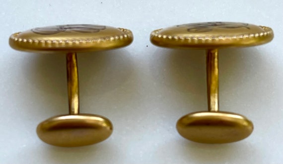 Antique Gold Filled Cuff Links, JJR Monogram, Sig… - image 6