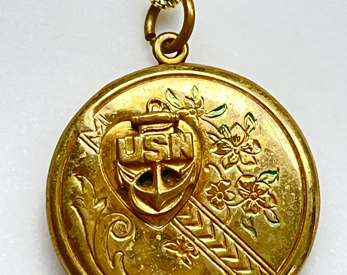 Navy Enamel Locket Necklace