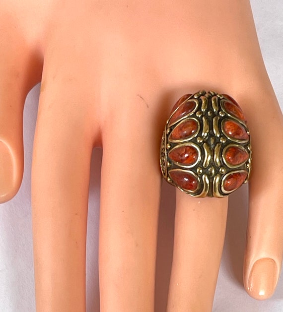 Barse Bronze Coral Ring, Large Statement Ring, Vi… - image 8