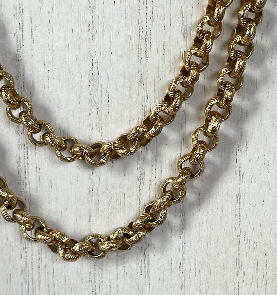 Monet Chain Link Necklace, Textured and Smooth, C… - image 8