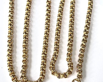 Vintage Givenchy Necklace,  Gold Plated Rope Necklace, Double Cable Link Chain Necklace, 40 Inch Layering Necklace, Givenchy Paris