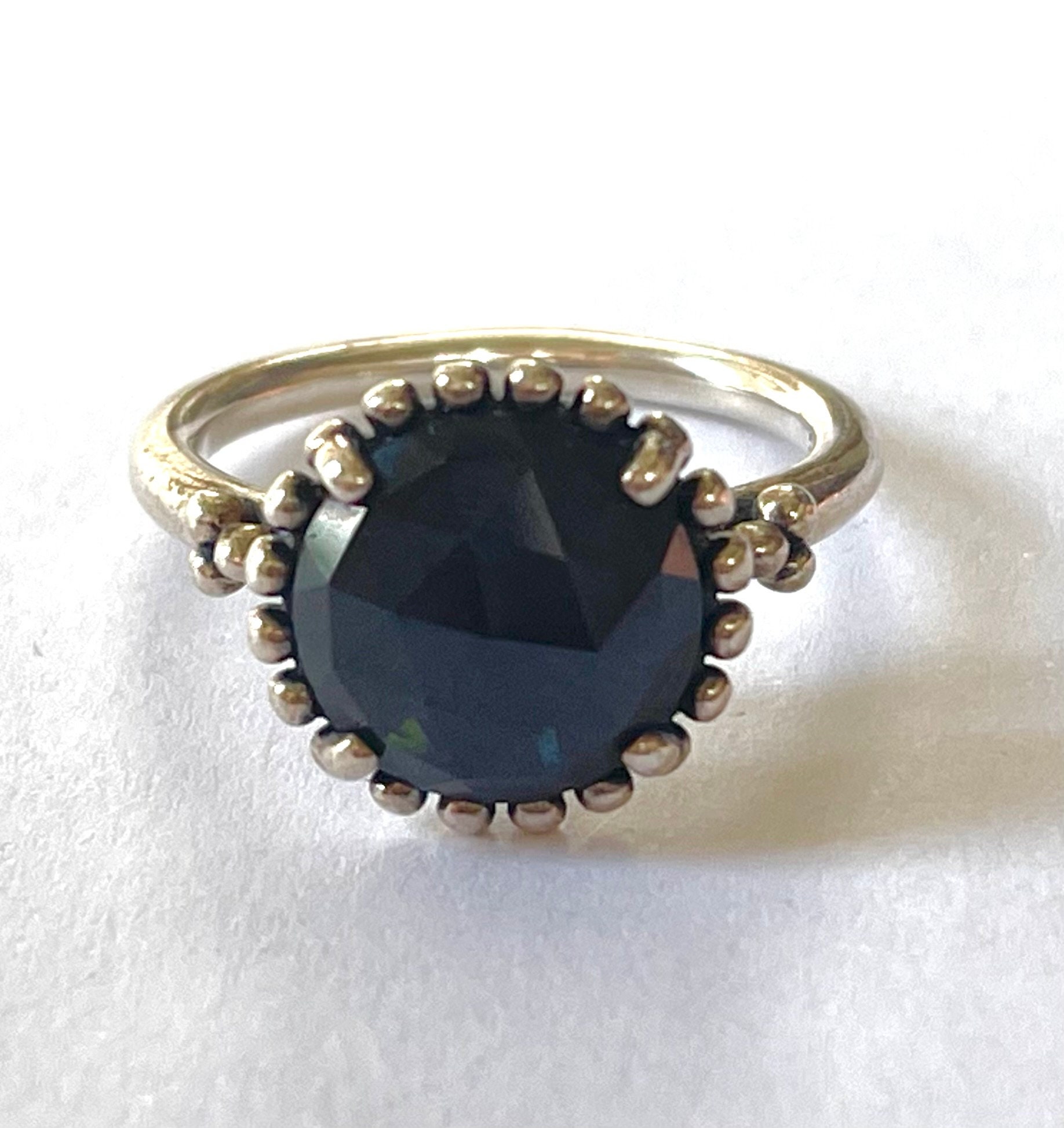 Pandora Sterling Black Crystal Solitaire Ring, Vintage Sparkling