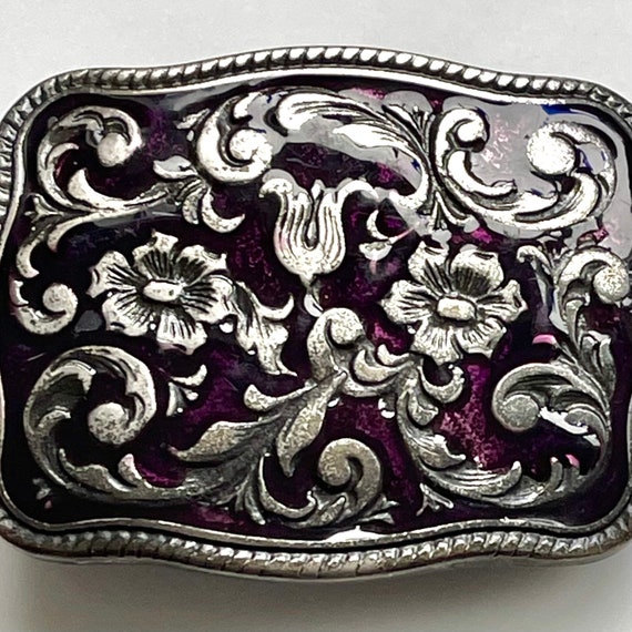 Vintage Art Nouveau Belt Buckle, Silver Art Nouve… - image 8