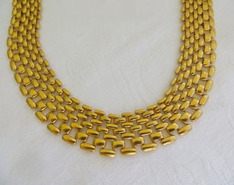 Vintage Napier Panther Link Necklace, Gold Cleopatra Style, Chain Link Choker Necklace