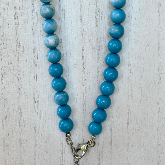 Vintage Lucite Rhinestone Bib Necklace, Turquoise… - image 6