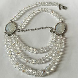 Kirks Folly Fairy Godmother Angels Crystal Necklace, Triple Strand Crystals, Angel Cameos, Gift for Her, Original Box Vintage Kirks Folly