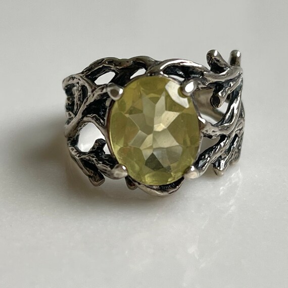 Shablool Didae Israel Ring Sterling Silver Lemon Citrine Ring Modernist Design Brutalist Ring Size 10 Ring Vintage Didae Jewelry Gift Etsy
