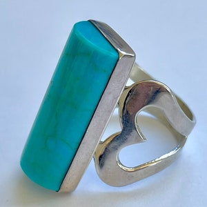 Jay King Gemstone Ring, Desert Rose Trading, Large Sterling Turquoise Ring, Size 9.5 Ring, Vintage Southwest Jewelry Gift, Boho Gift