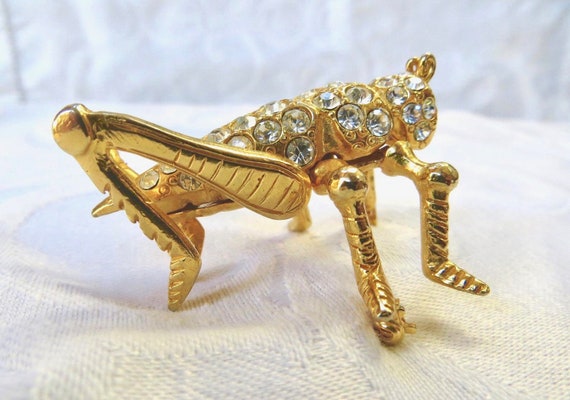vintage grasshopper pin - Gem vintage grasshopper pin - Gem