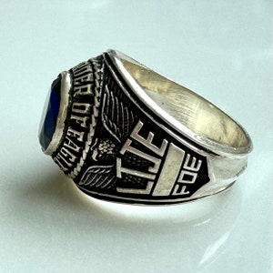 Fraternal Order of Eagles Ring, 50 Years, Sterling Sapphire FOE Ring ...