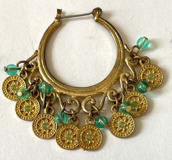 Boho Coin & Bead Chandelier Earrings, Boho Dangle… - image 1