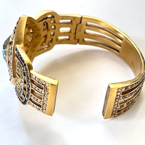 Judith Lieber Art Deco Bracelet, Jeweled Crystal Clamper Bangle, Couture Bracelet, Vintage Designer Jewelry, Gift for Her image 4