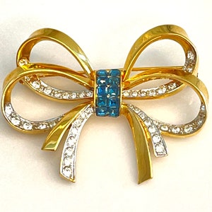 Vintage Nina Ricci Schleifenbrosche, Hollywood Regency Französische Schleife, Paris Couture Schmuck, High End Modedesigner