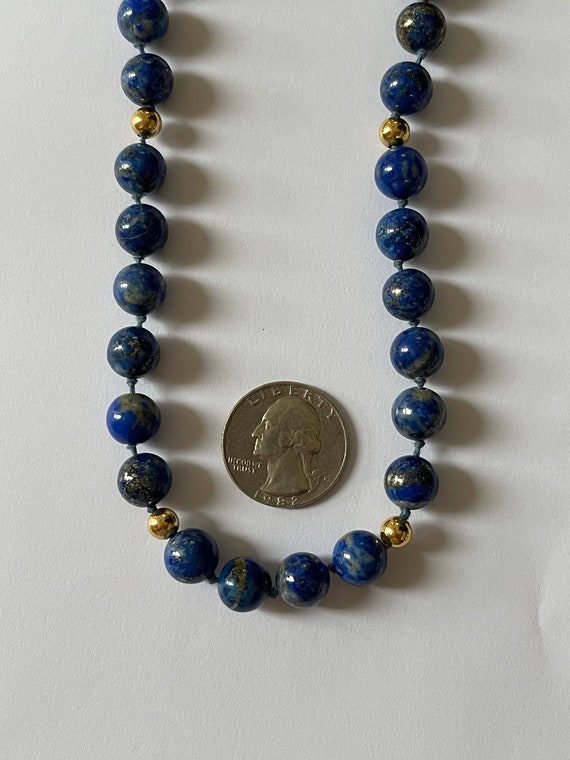 14K Lapis Necklace, Hand Knotted Lapis 14K Beads,… - image 7