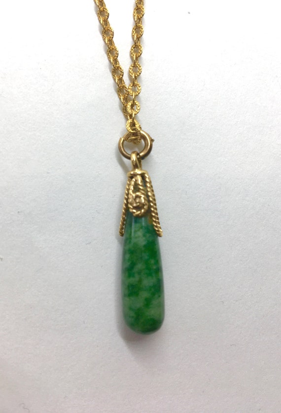 Vintage 14K Jade Necklace Jade Teardrop Pendant 14K Chain 18 - Etsy