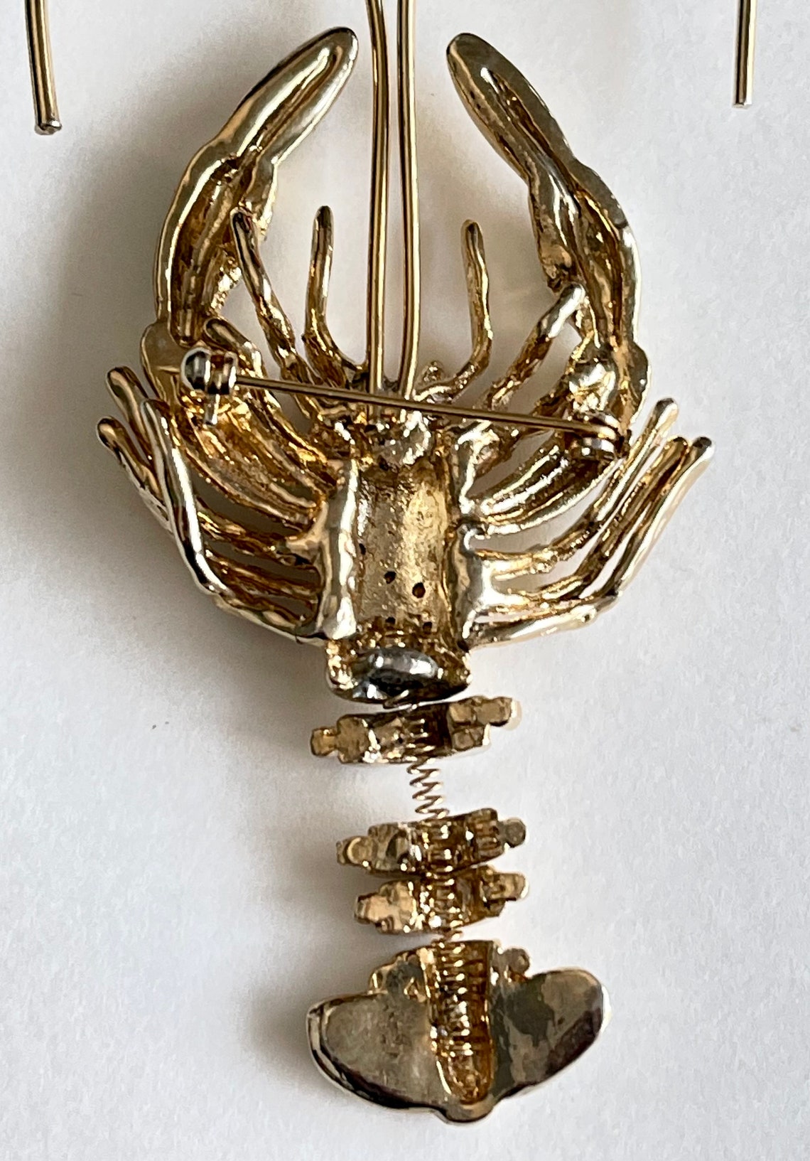 Rhinestone Lobster Trembler Brooch Vintage Lobster Pin Maine Etsy
