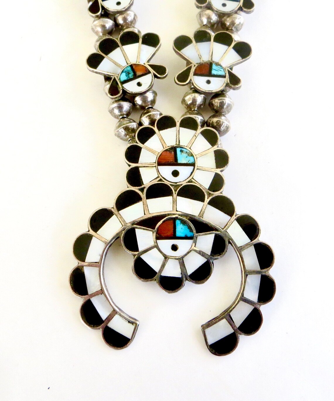 Zuni Sunface Squash Blossom Necklace Sterling Silver Bench Etsy