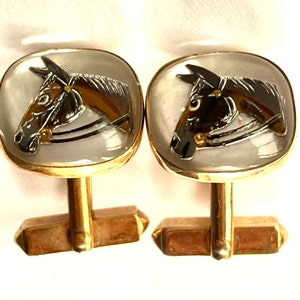 Swank Essex Crystal Horse Cuff Links Equestrian Reverse - Etsy