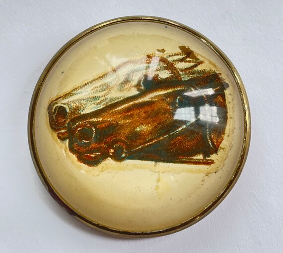 Essex Crystal Horse Brooch, Domed Reverse Painted… - image 7