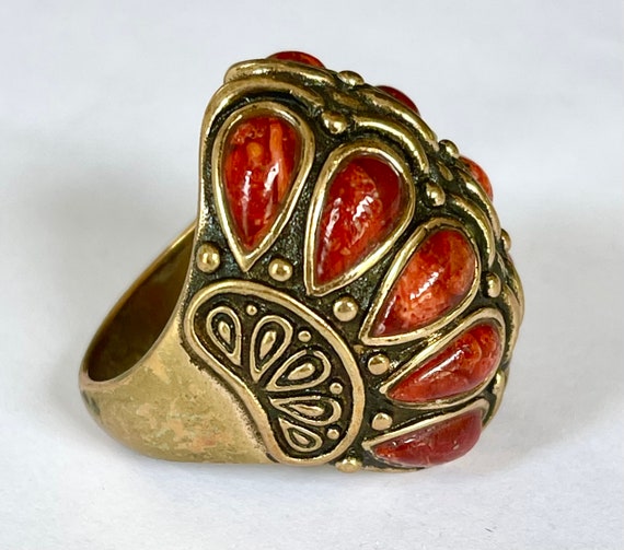 Barse Bronze Coral Ring, Large Statement Ring, Vi… - image 3