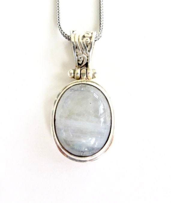 Vintage Sterling Moonstone Pendant Necklace, Teard