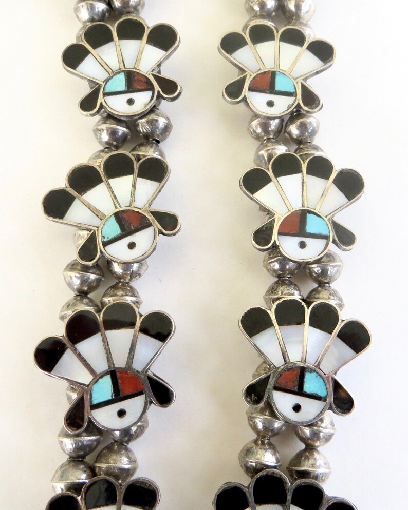 Zuni Sunface Squash Blossom Necklace Sterling Silver Bench Etsy