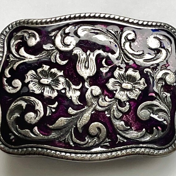 Vintage Art Nouveau Belt Buckle, Silver Art Nouve… - image 2